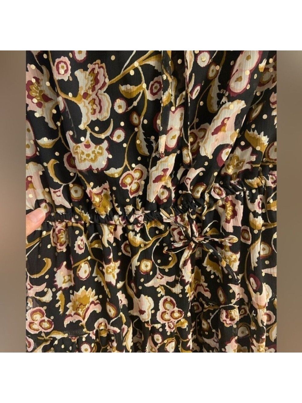 1. State Floral Black Dress mini ruffled might out Medium NWT - Picture 11 of 12